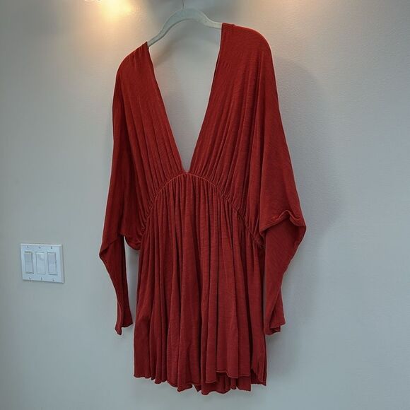 Free People Beach Cotton Dress Orange M - Picture 6 of 8